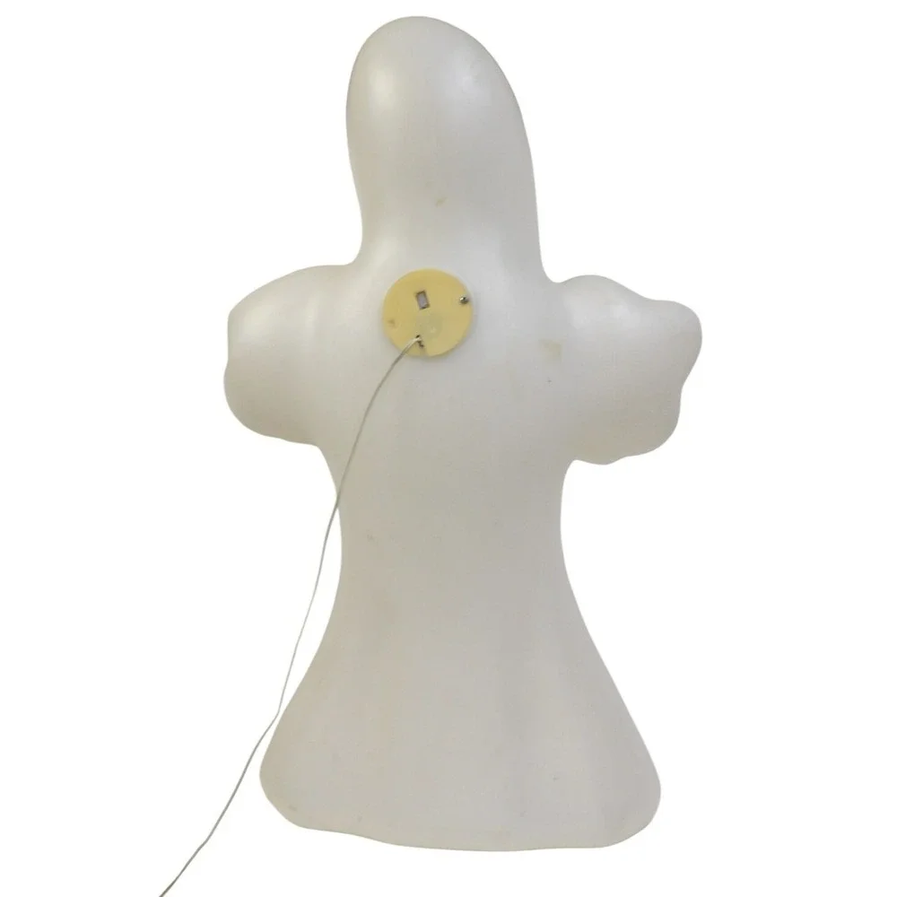 Vintage Halloween Ghost Blow Mold Light Up White Ghost Green Eyes 36" - Picture 2 of 3